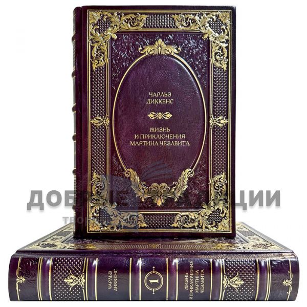 Charles Dickens - The Life and Adventures of Martin Chuzzlewit in 2 volumes. Leather-bound gift books