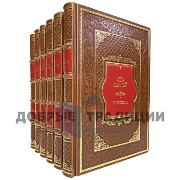 Leo Tolstoy. Collected works in 6 volumes. Gift books bound in leather.