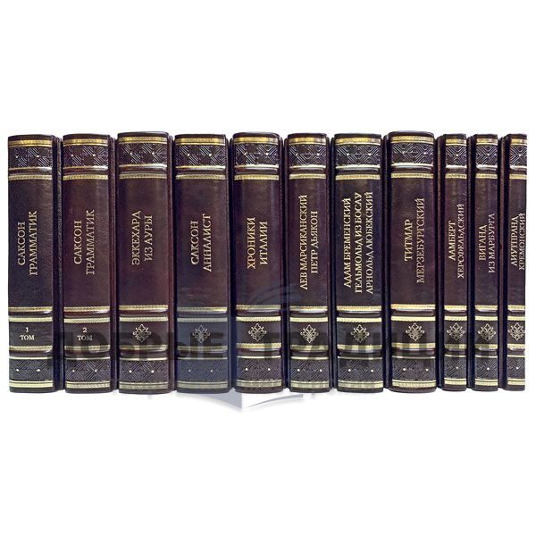 Book series "Mediaevalia: medieval literary monuments and sources" in 11 books. Leather binding.