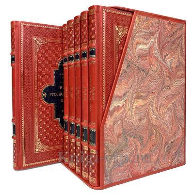 История русско-японской войны в 6 томах. Книги в кожаном переплёте